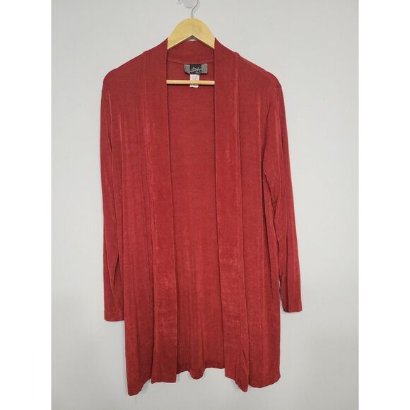 Slinky Brand Women's Cardigan Size Small Deep Red Acetate VTG - Picture 1 of 5